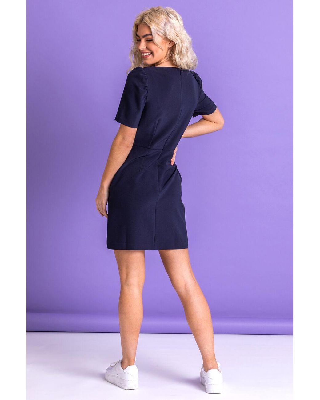 D.u.s.k Blue Puff Sleeve Shift Dress