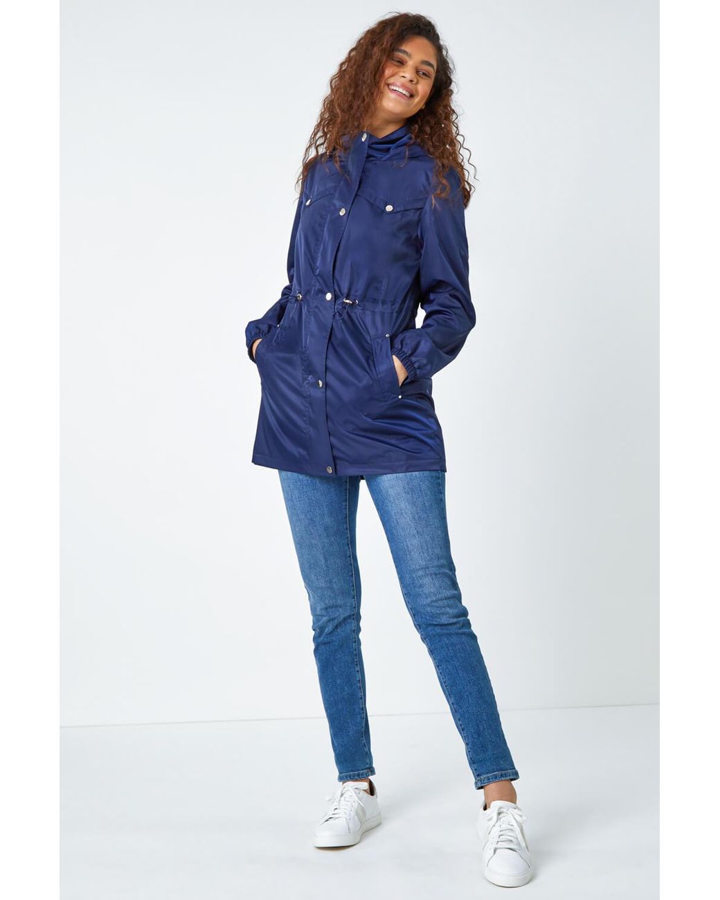 Roman Blue Shower Resistant Longline Jacket