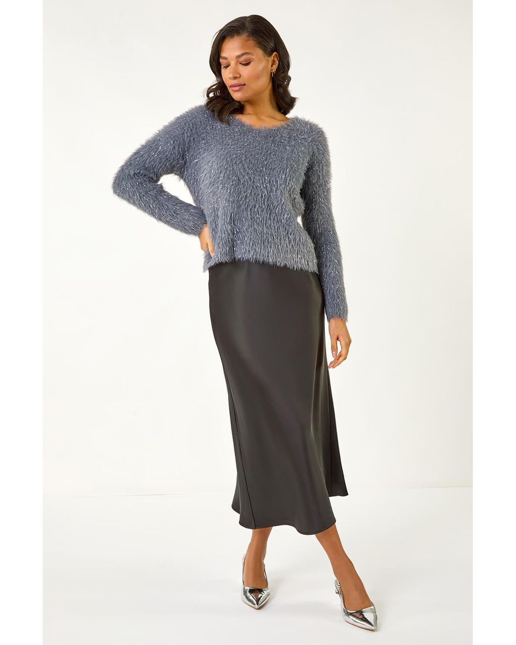 Roman Black Woven Satin Skirt