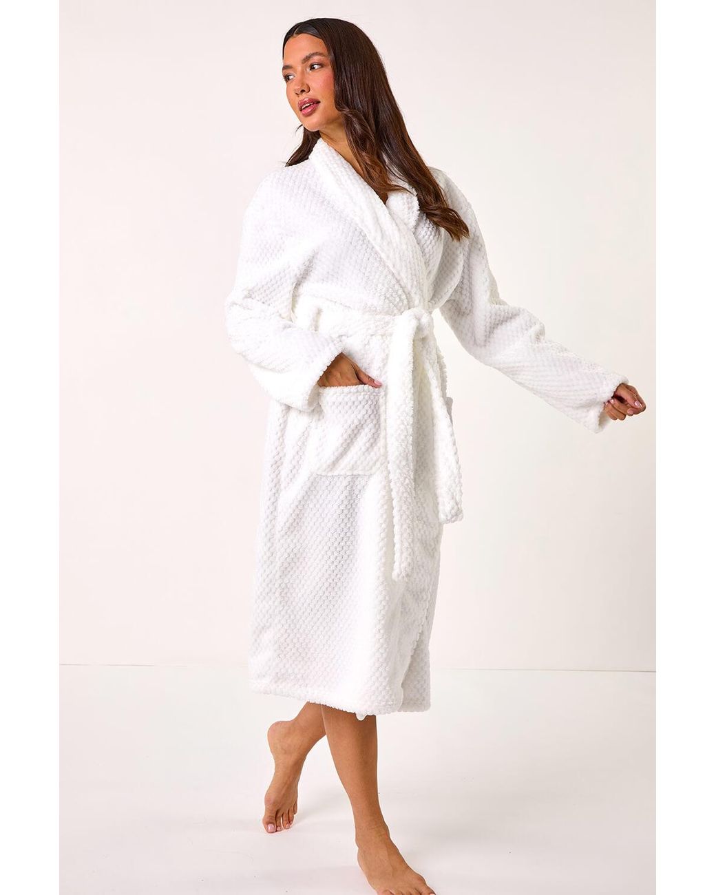 Roman White Textured Dressing Gown