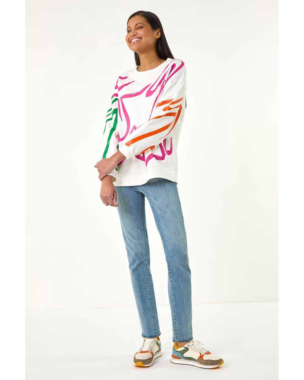 Roman Red Abstract Print Sweatshirt