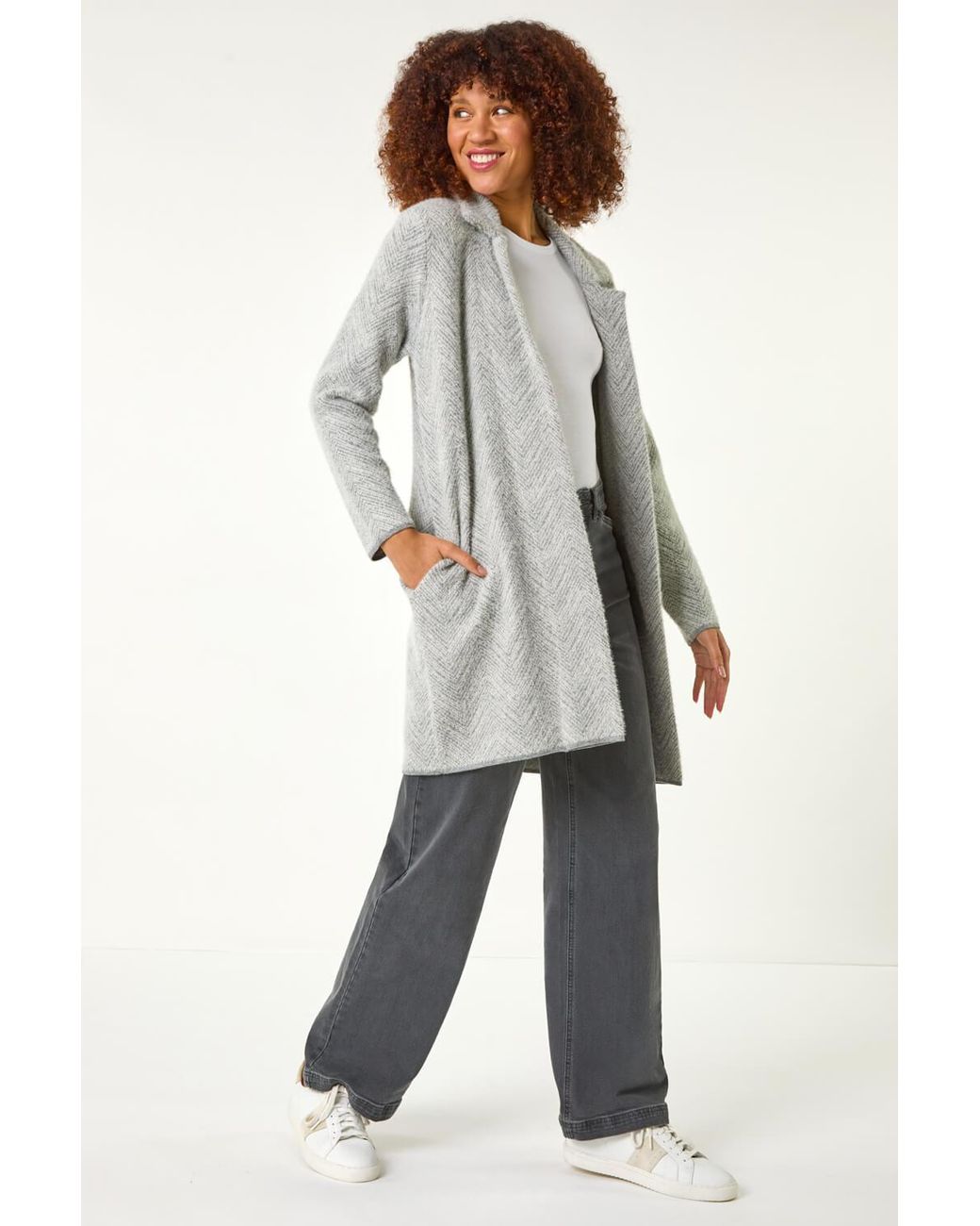 Roman Gray Revere Collared Knit Cardigan