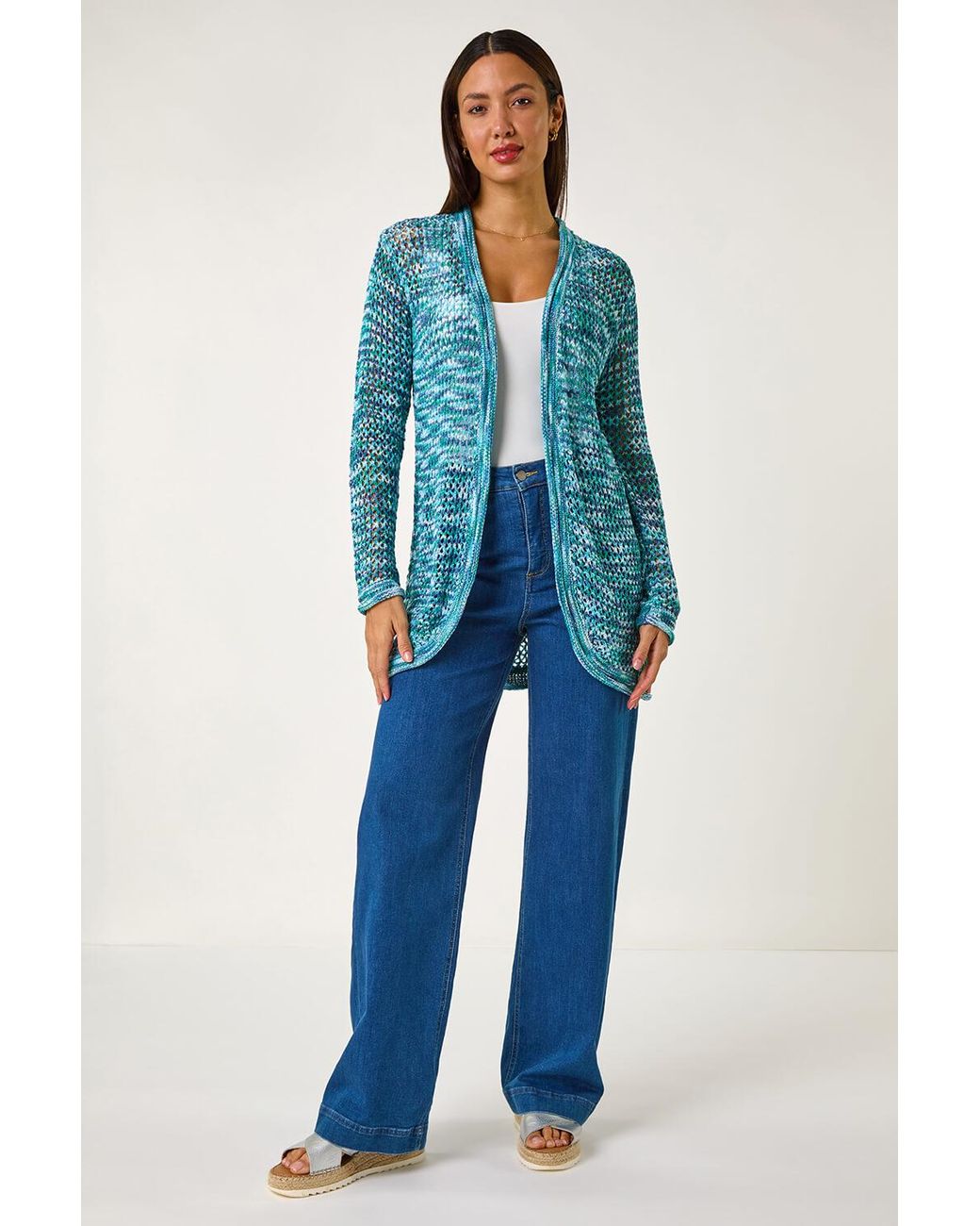 Roman Blue Spacedye Lightweight Knit Cardigan