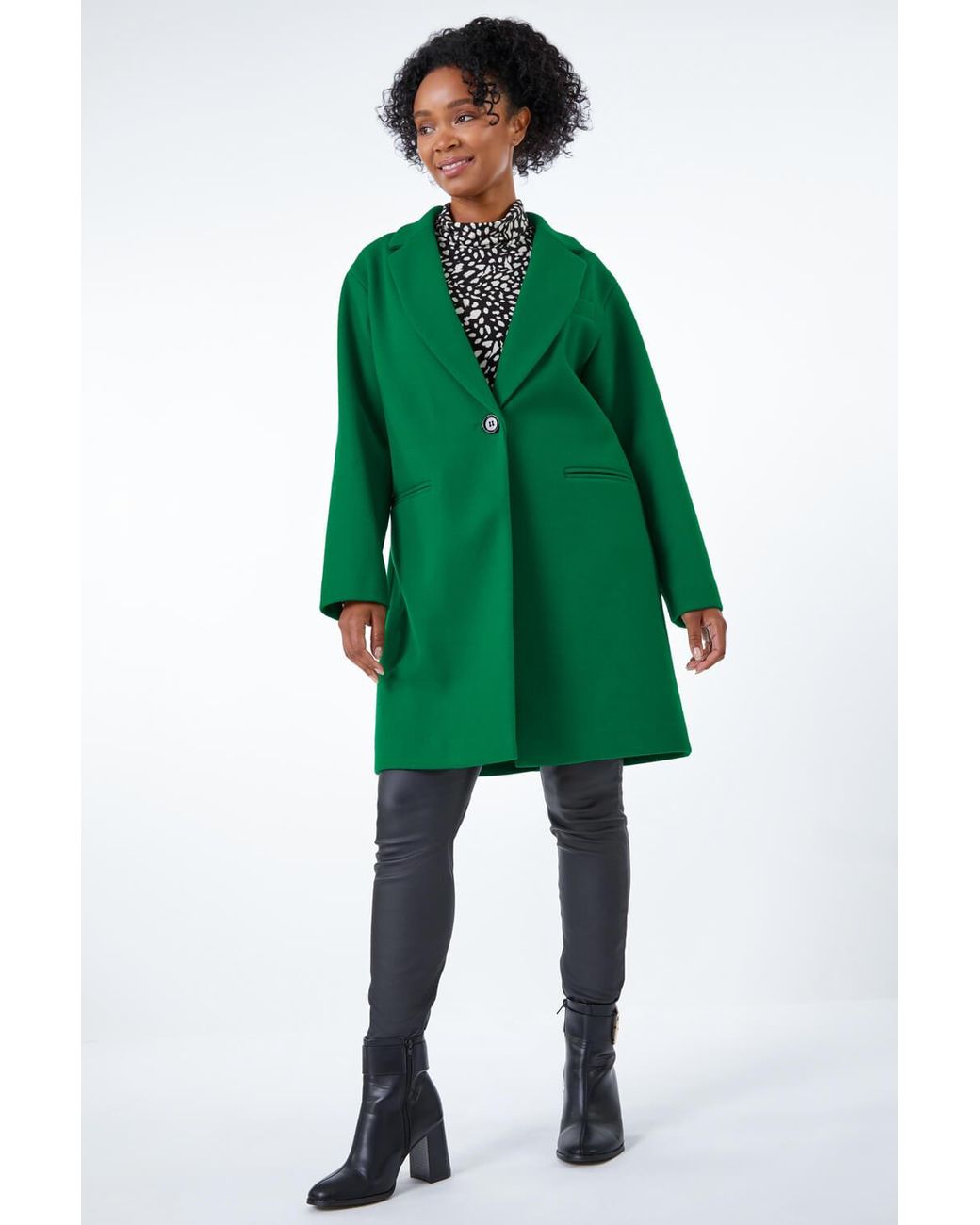 Roman Petite Green Smart Button Coat