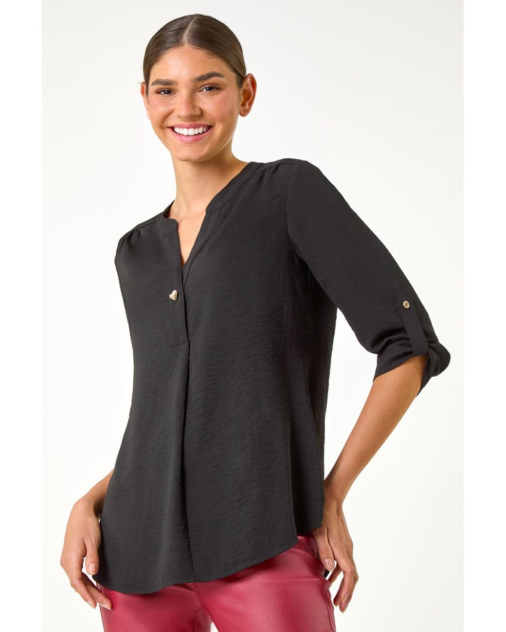 Roman Black Heart Button Detail Shirt
