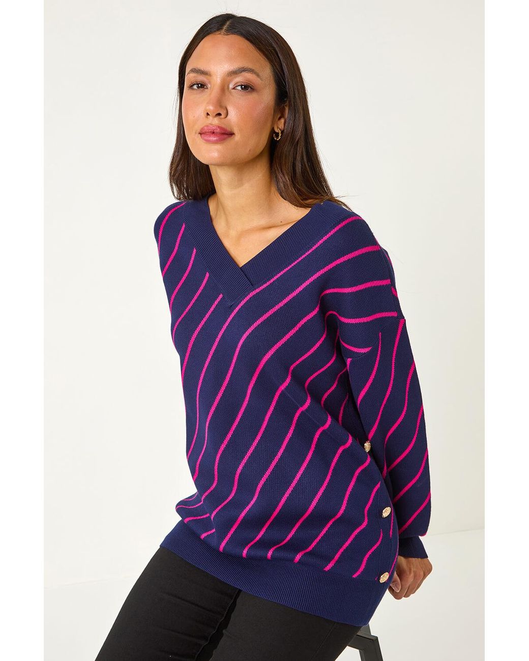 Roman Purple Horizontal Stripe Knit Jumper
