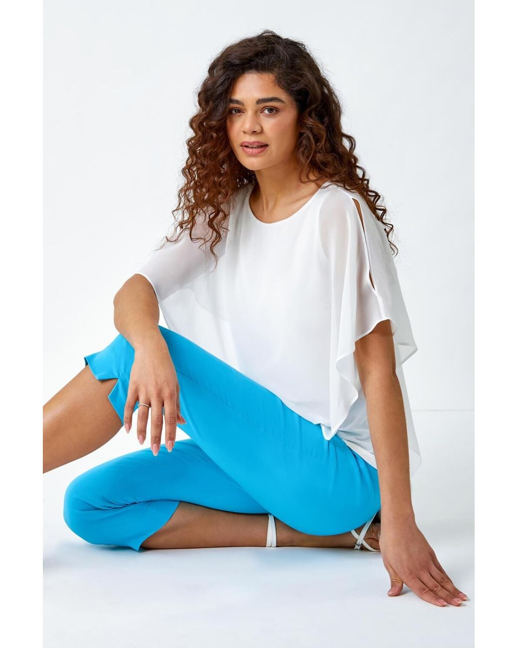 Roman White Cropped Stretch Trouser