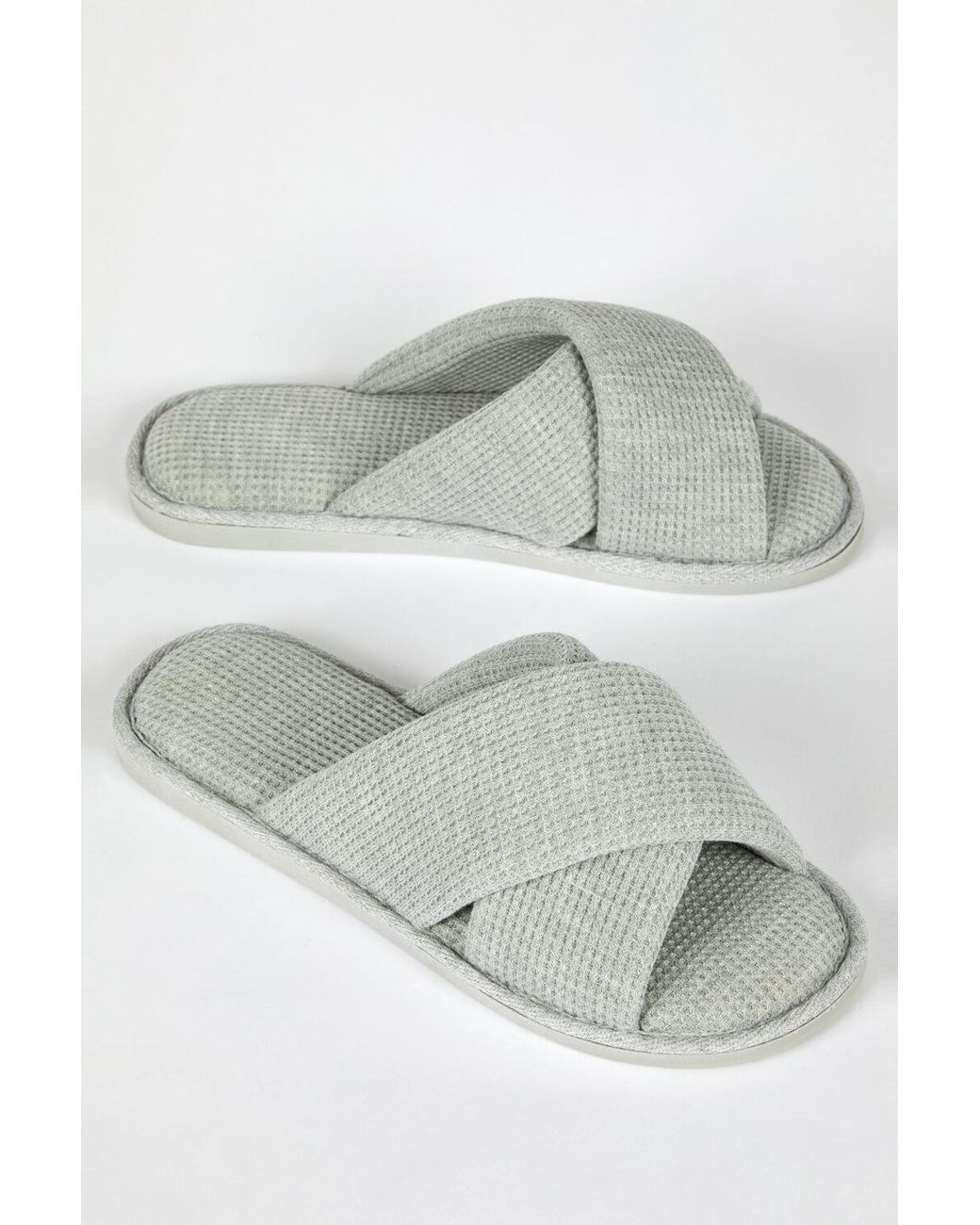 Roman Gray Waffle Crossover Slipper