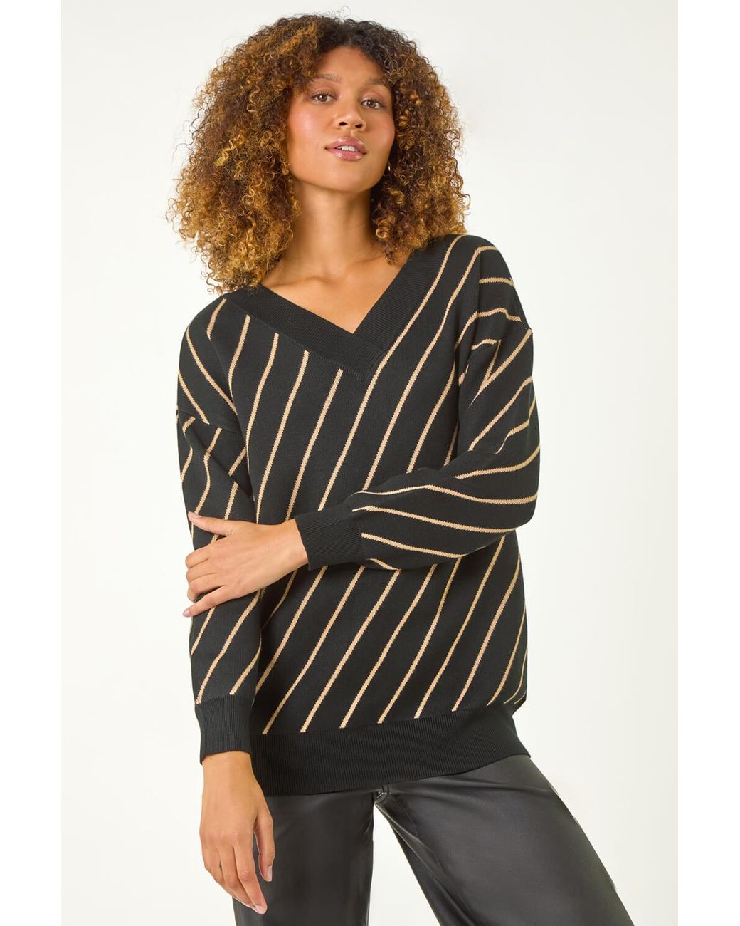 Roman Black Horizontal Stripe Knit Jumper