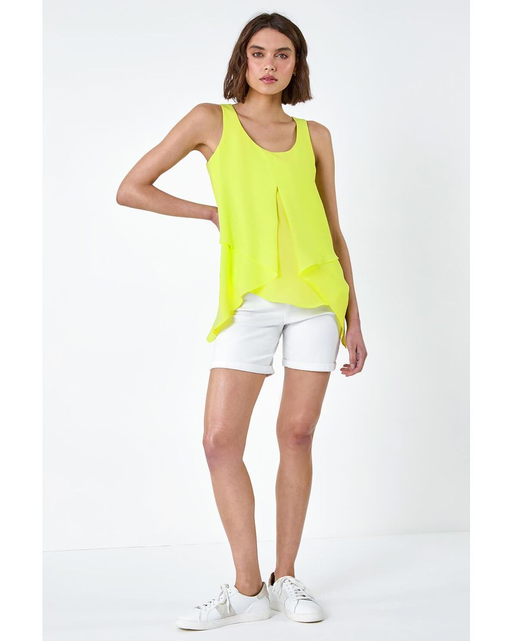Roman Green Asymmetric Sleeveless Vest Top