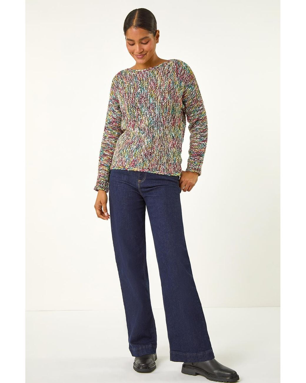 Roman Gray Patterned Tape Yarn Knit Jumper
