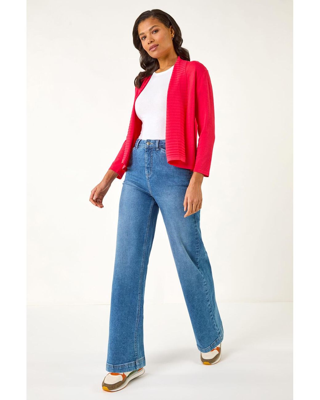 Roman Red Ribbed Detail Shrug