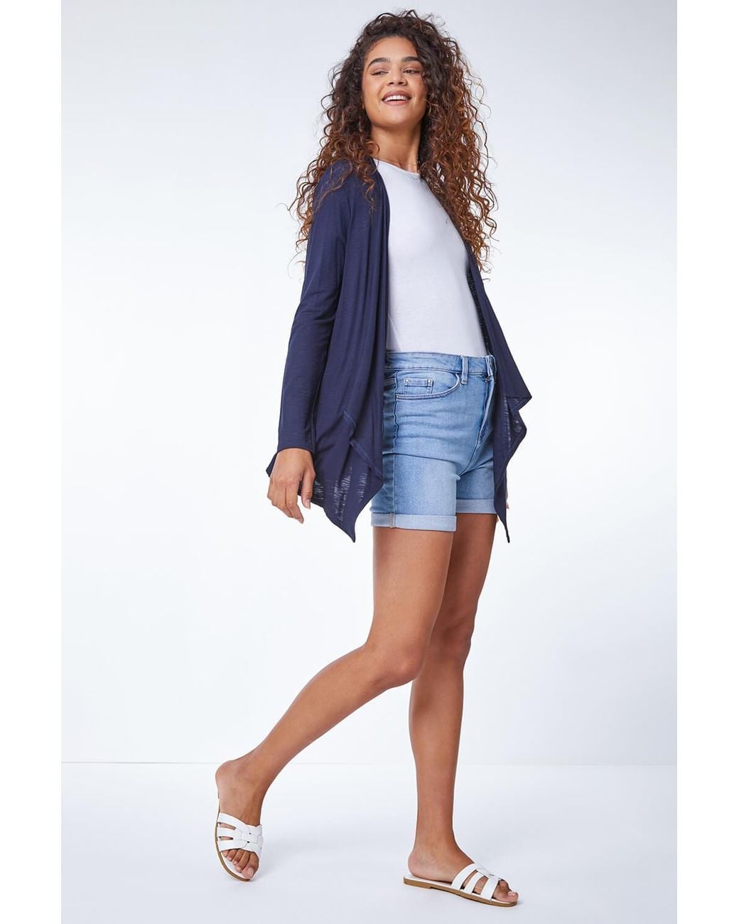 Roman Blue Waterfall Front Jersey Cardigan