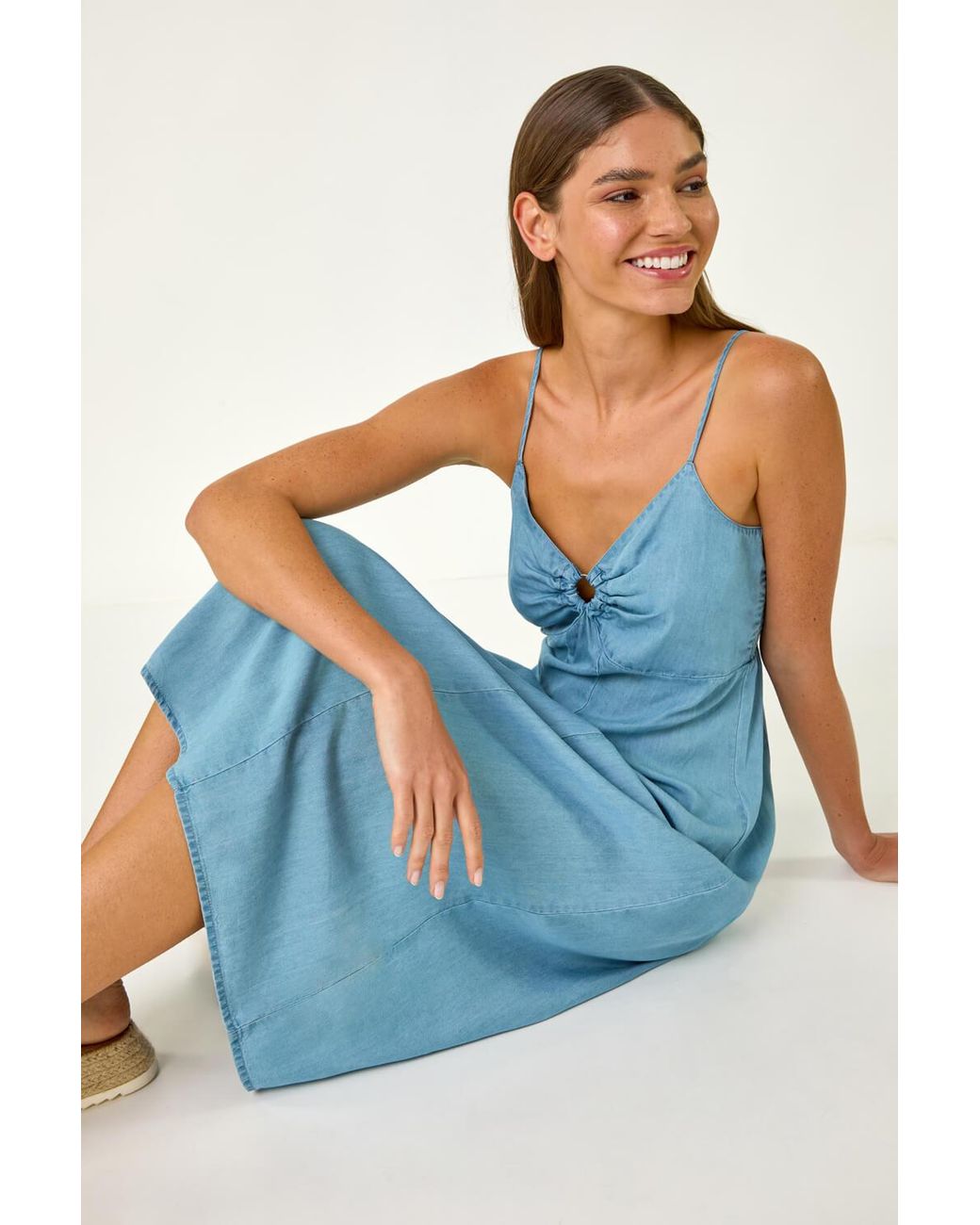 Roman Blue Ring Centre Midi Dress