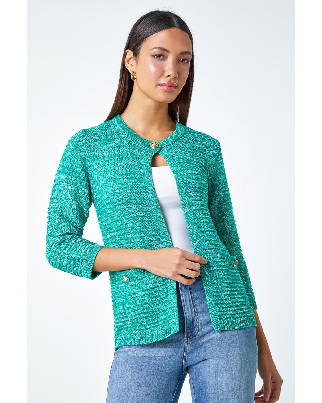 Roman Blue Cotton Blend Knitted Cardigan