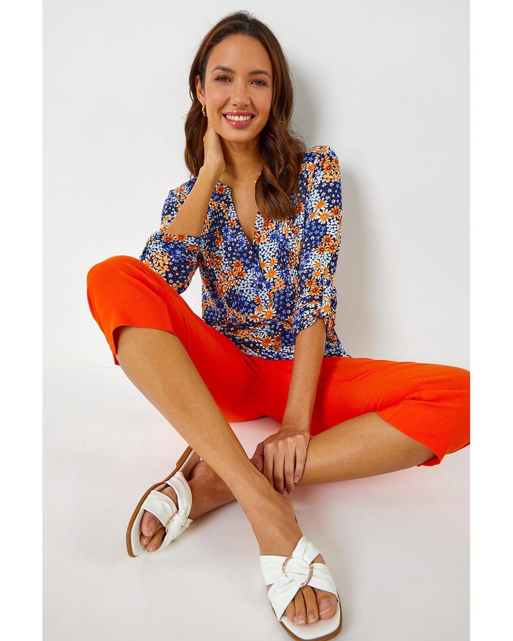 Roman Orange Cropped Stretch Trouser