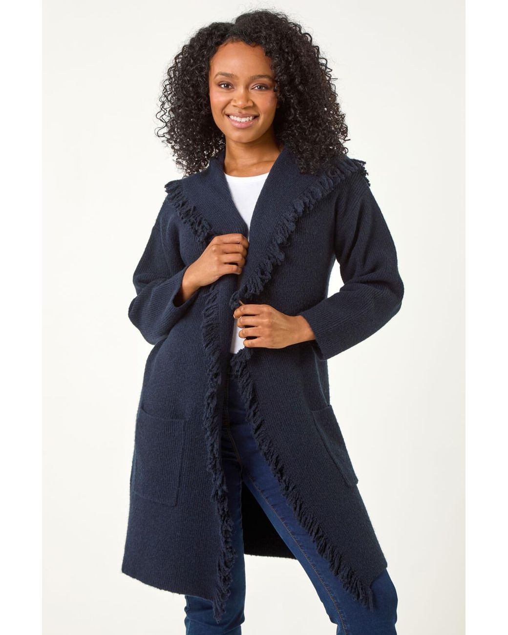 Roman Petite Blue Tassel Pocket Detail Cardigan