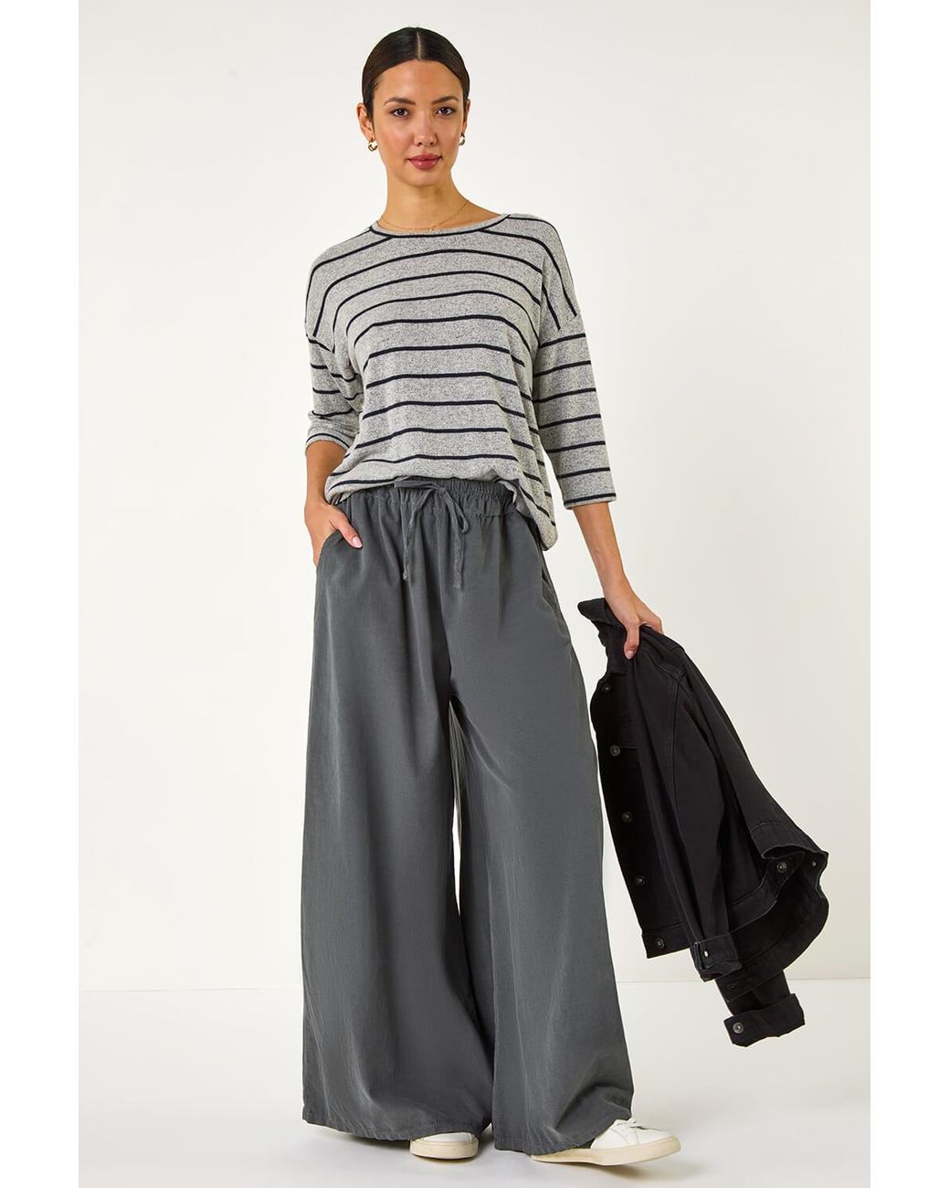 Roman Gray Baby Corduroy Wide Leg Trousers