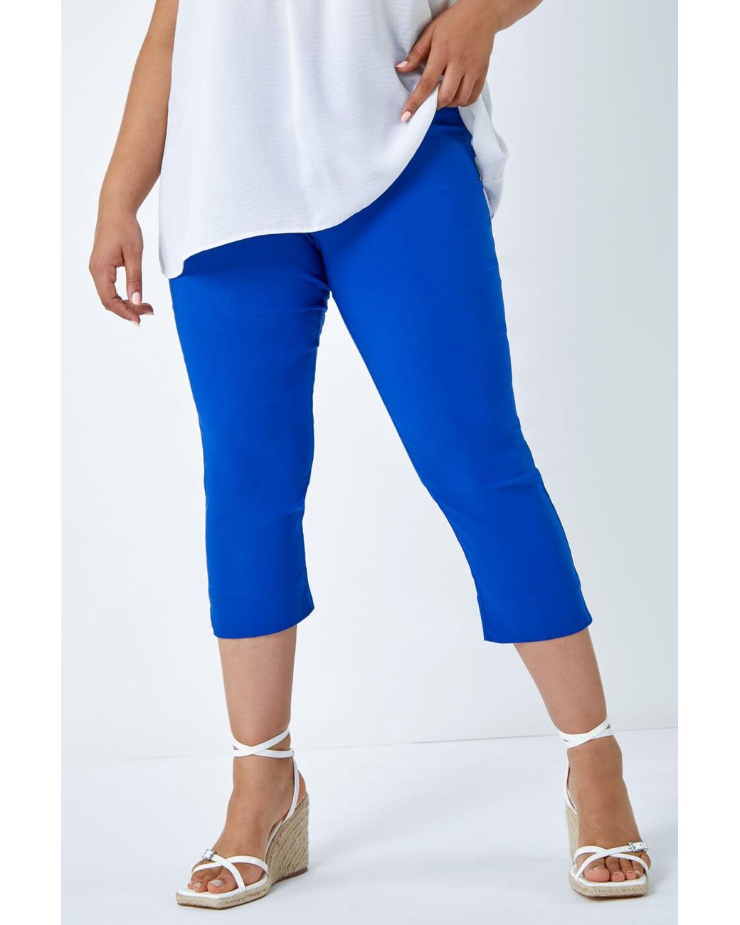 Roman Curve Blue Cropped Stretch Trouser