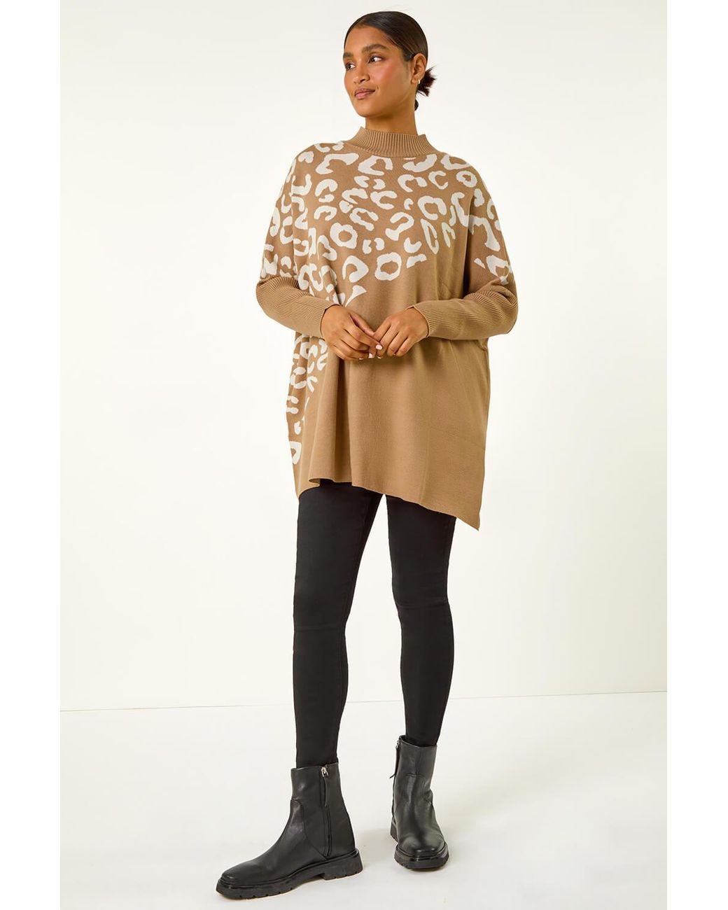 Roman Natural Leopard Print Knitted Jumper