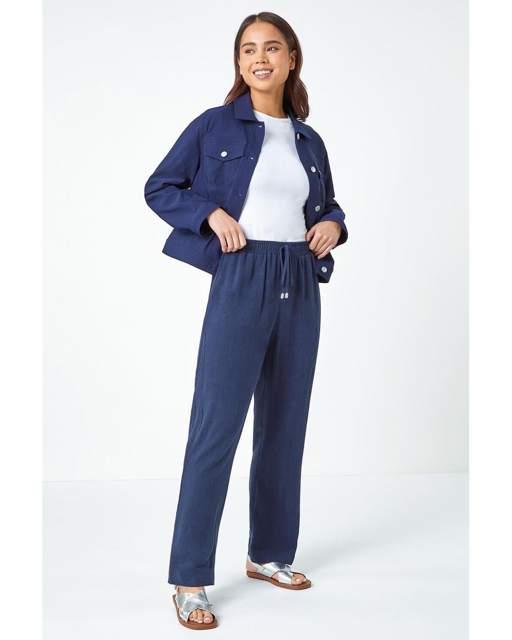 Roman Petite Blue Linen Mix Trousers