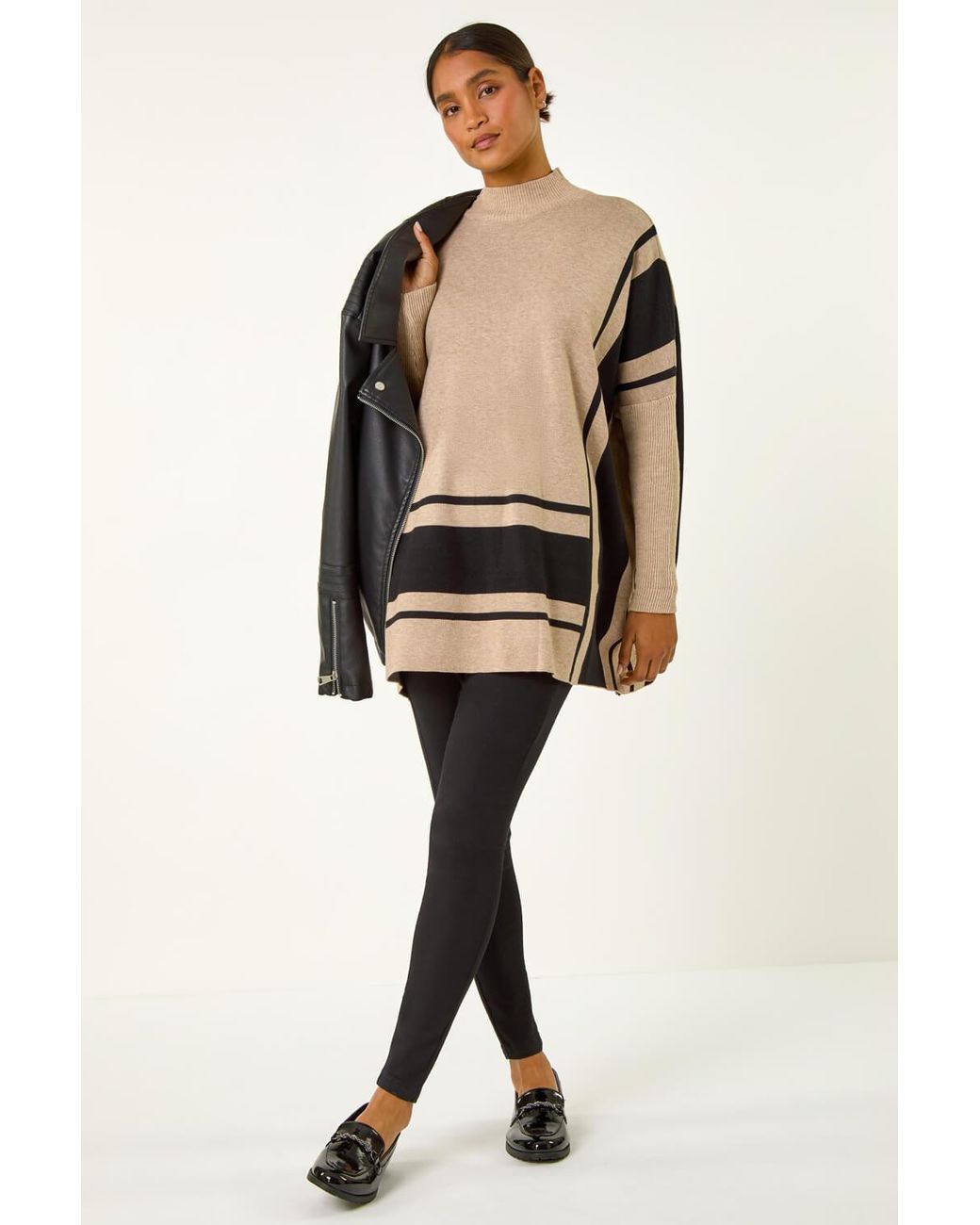 Roman Natural Colour Block Knitted Jumper