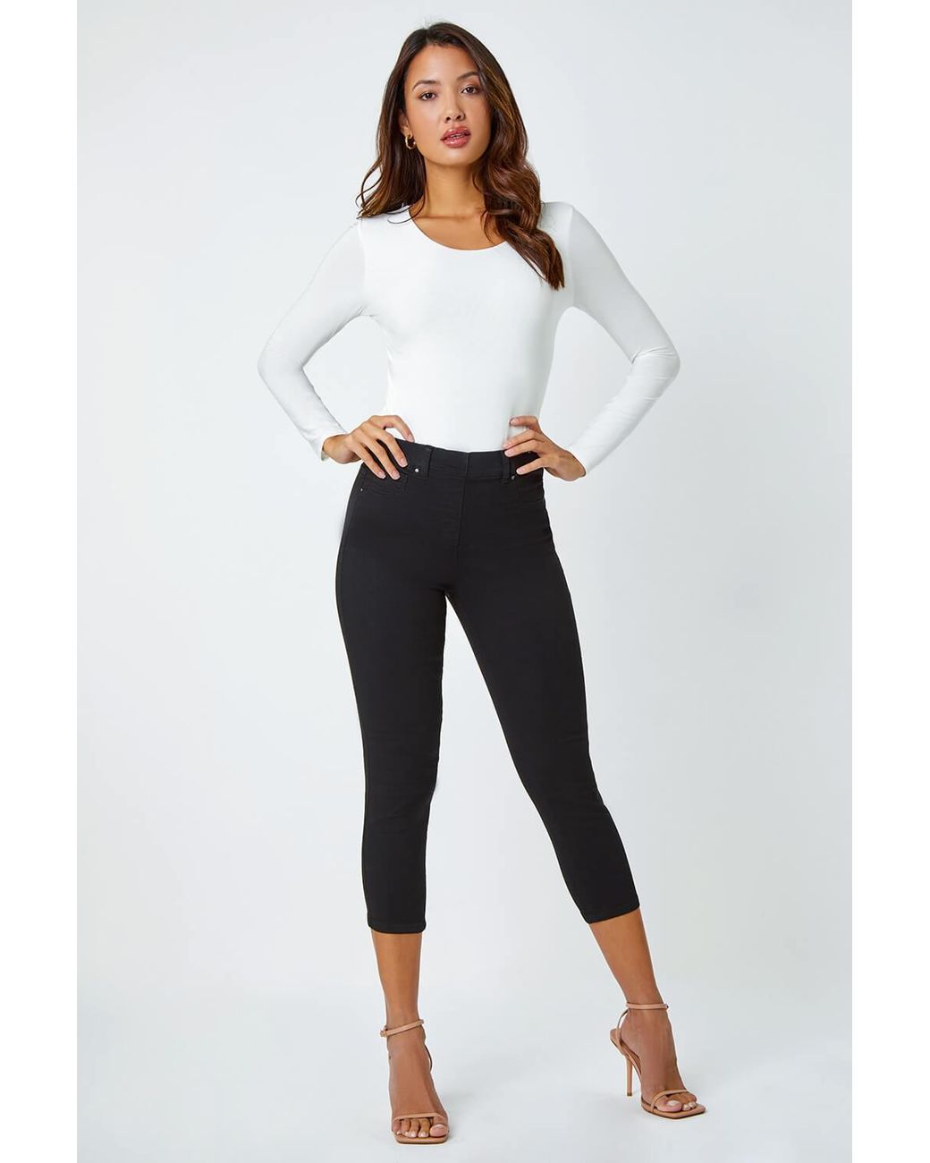 Roman Black Cropped Stretch Denim Jegging