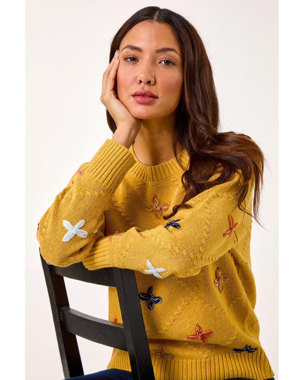 Roman Yellow Crafted Diamond Detail Jumper
