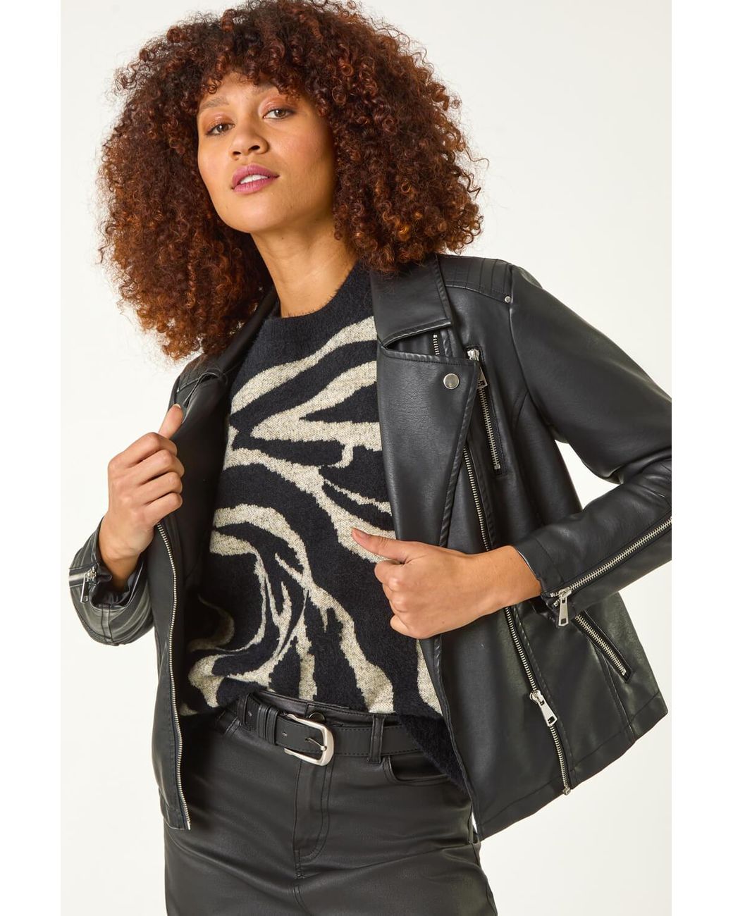Roman Black Animal Print Knitted Jumper
