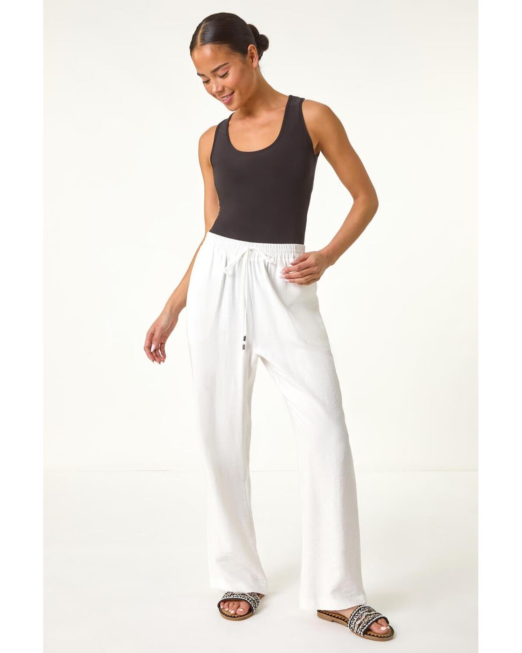 Roman Petite Natural Textured Pocket Trouser
