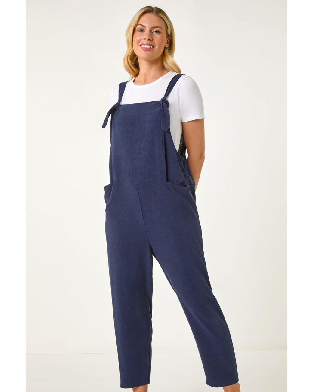 Roman Petite Blue Strap Woven Jumpsuit