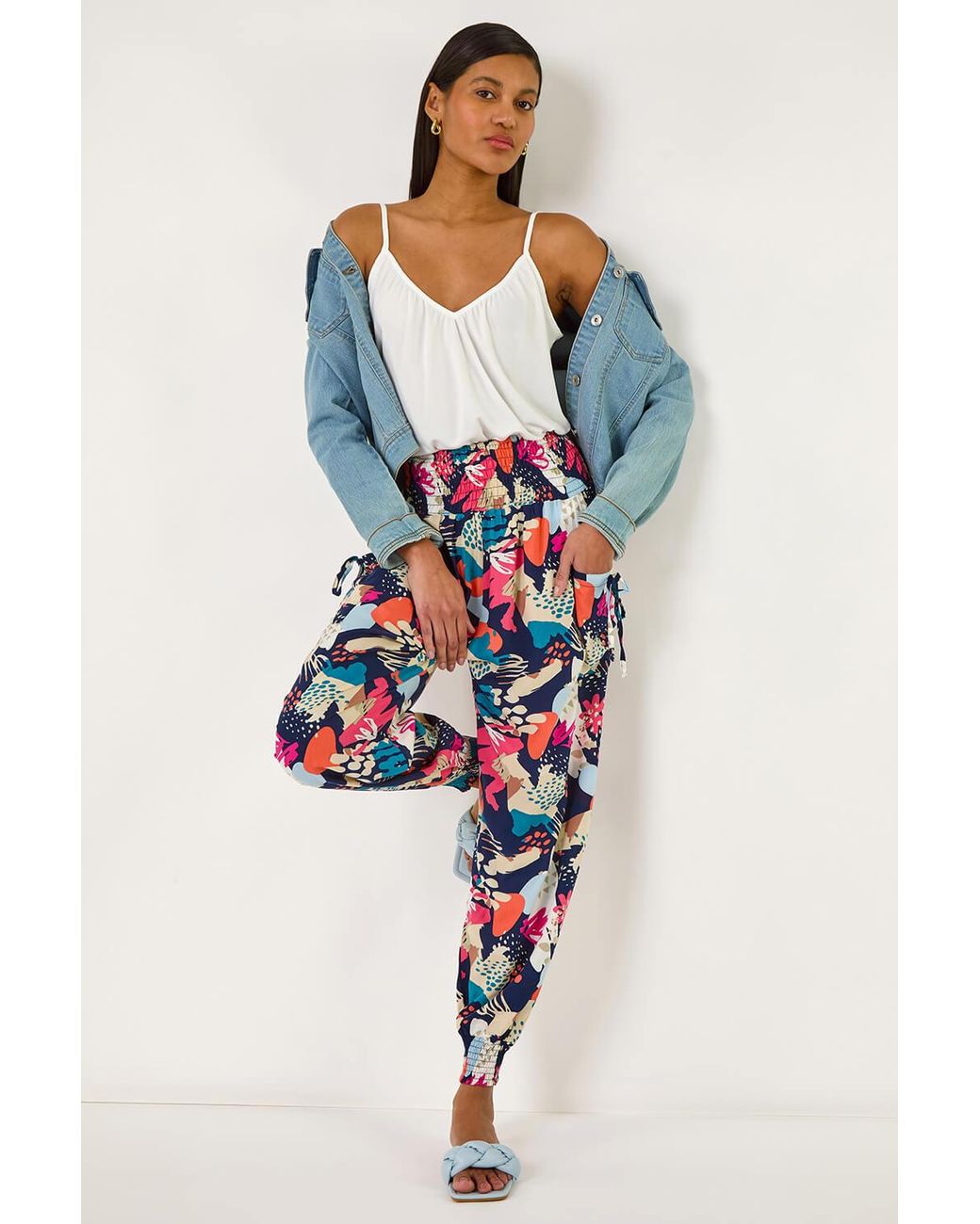 Roman Blue Abstract Tie Pocket Trousers