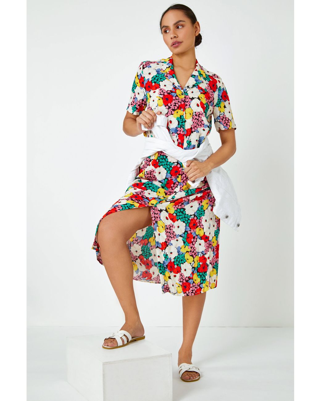 D.u.s.k Multicolor Bold Floral Shirt Dress