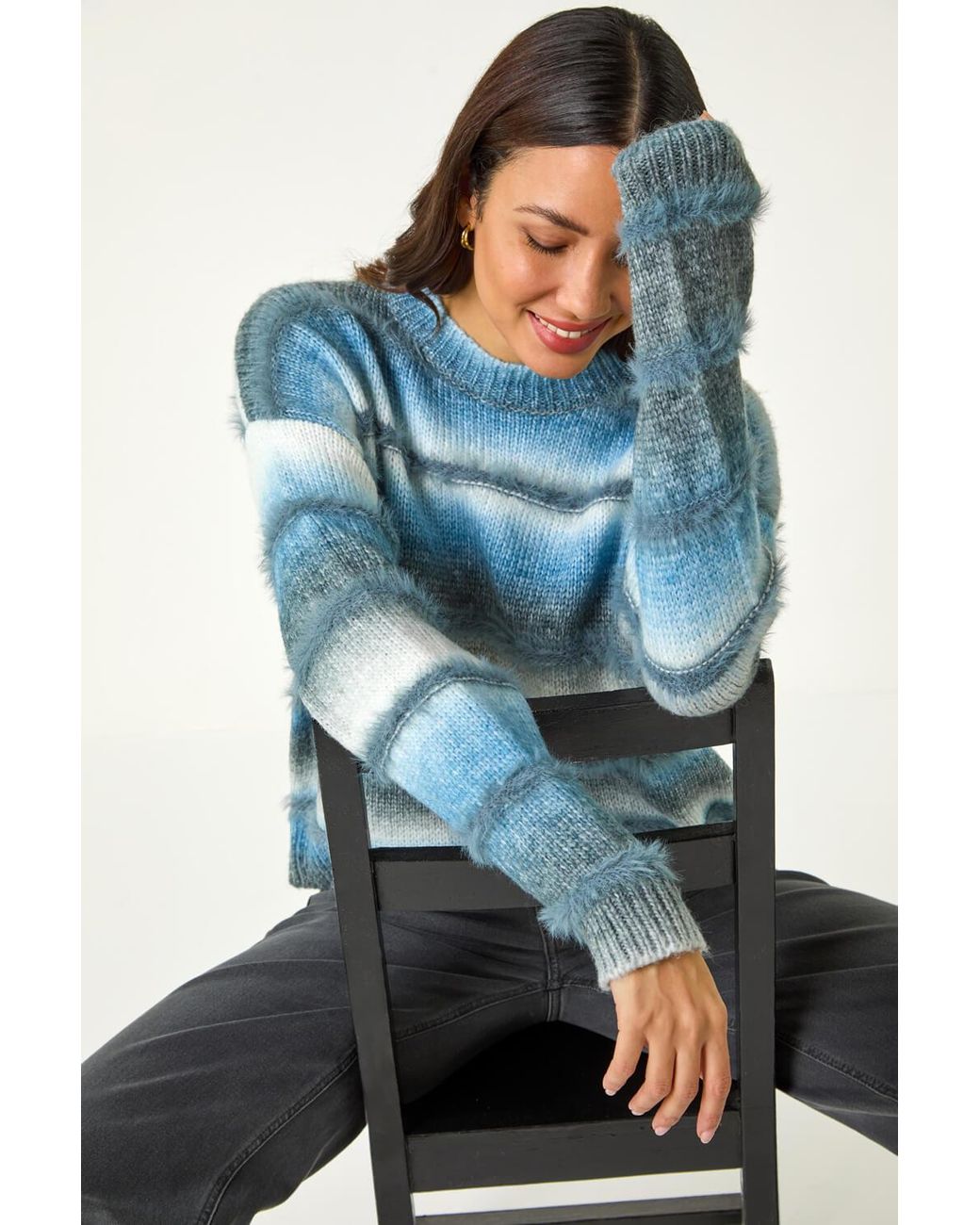 Roman Blue Ombre Stripe Knit Jumper