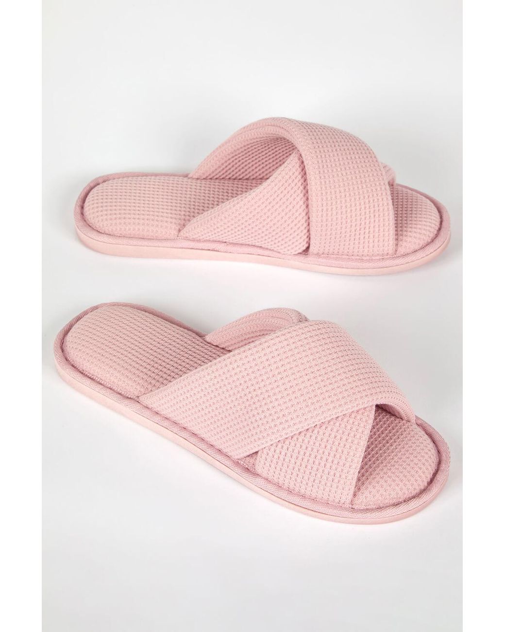 Roman Pink Waffle Cross Over Slipper