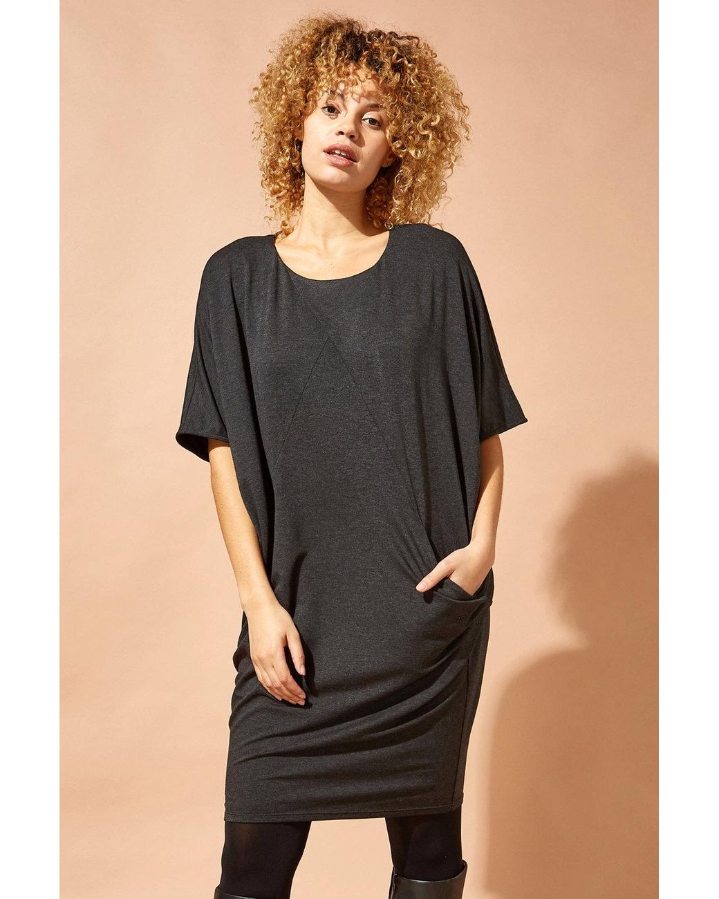 Roman Gray Oversized Cocoon Dress