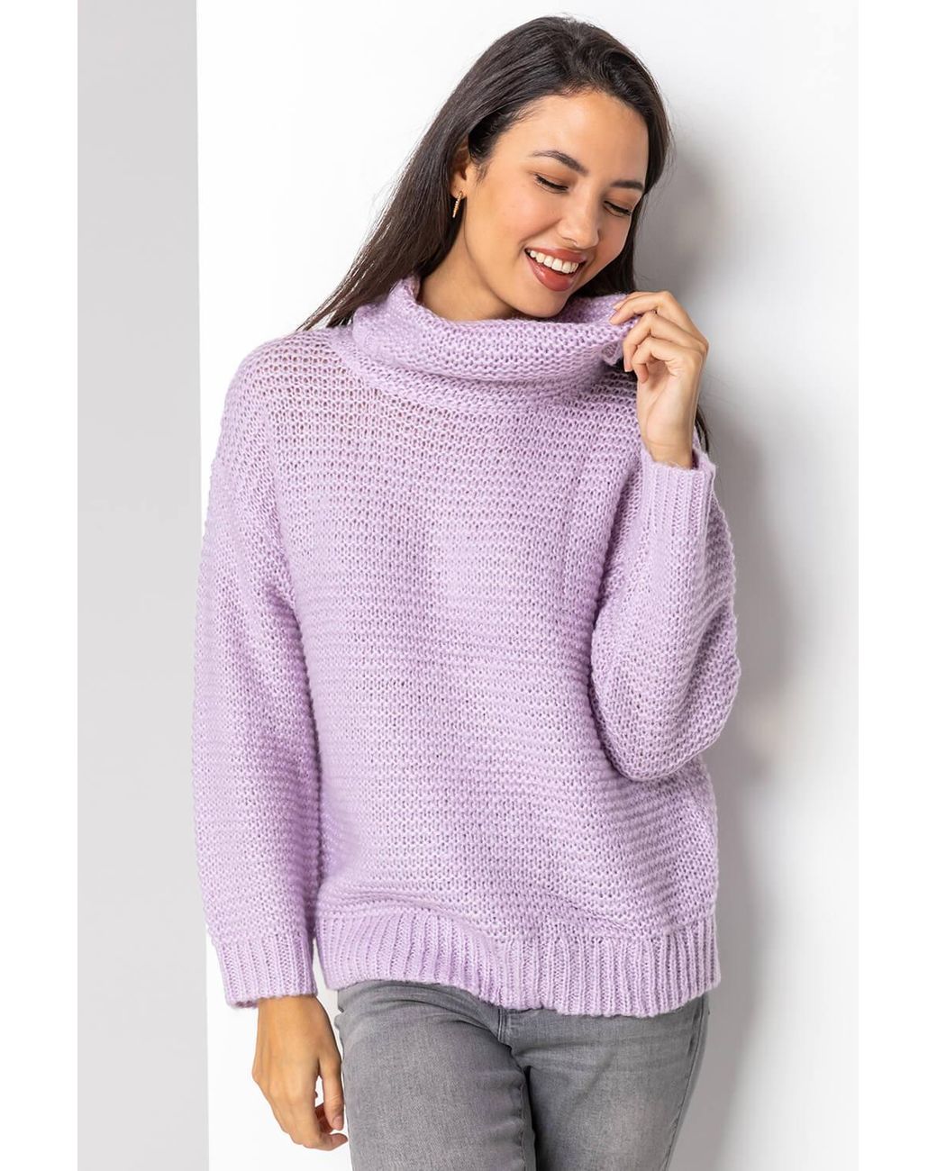 Roman Purple Textured Roll Neck Jumper