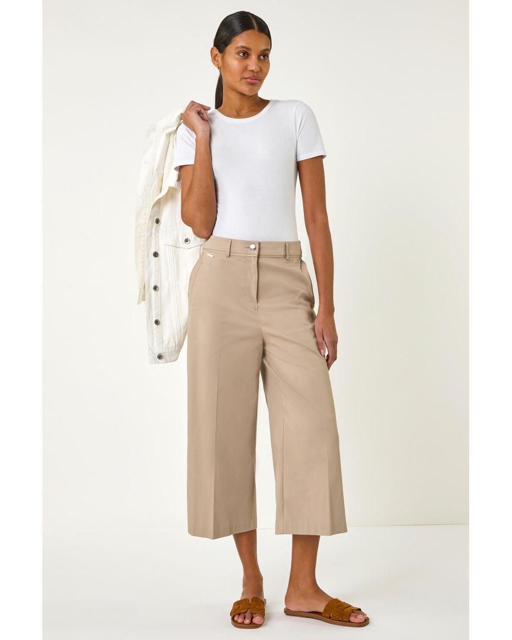 Roman Natural Cotton Culotte Trousers