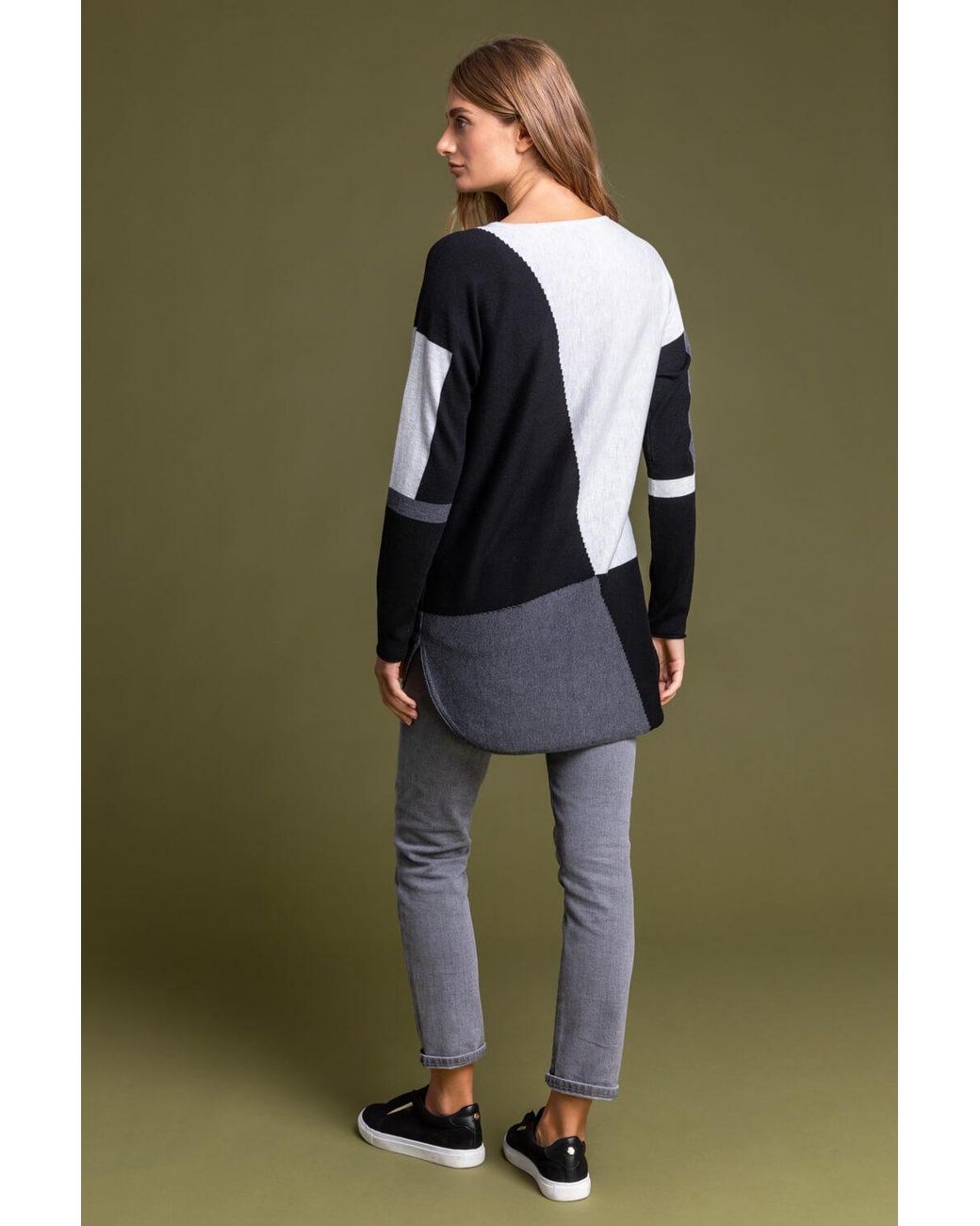 Roman Black Colour Block Crew Neck Jumper