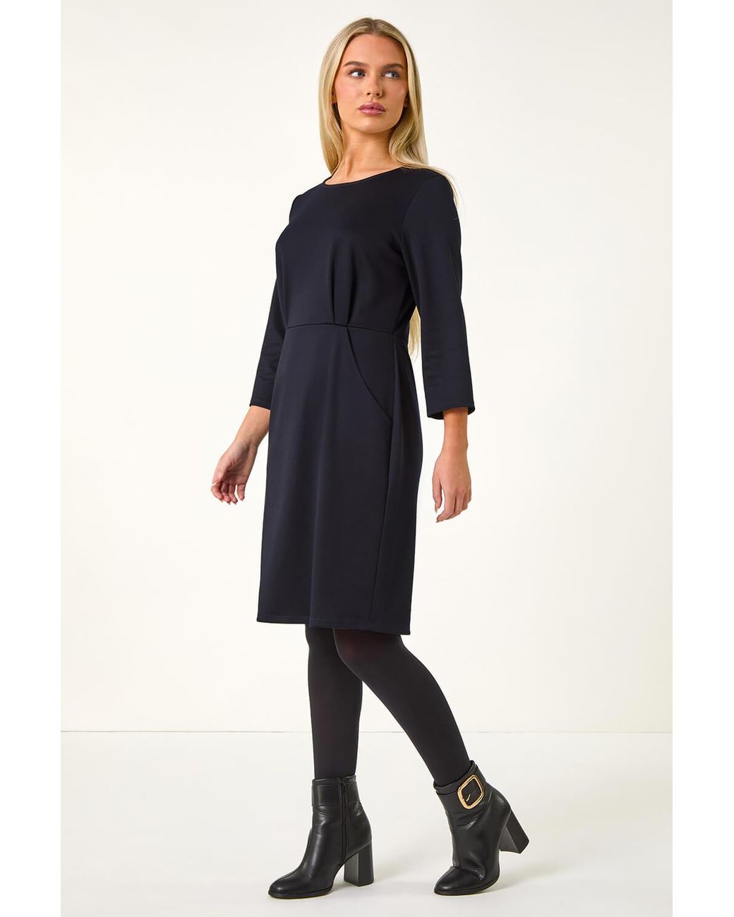 Roman Petite Blue Pocket Stretch Dress