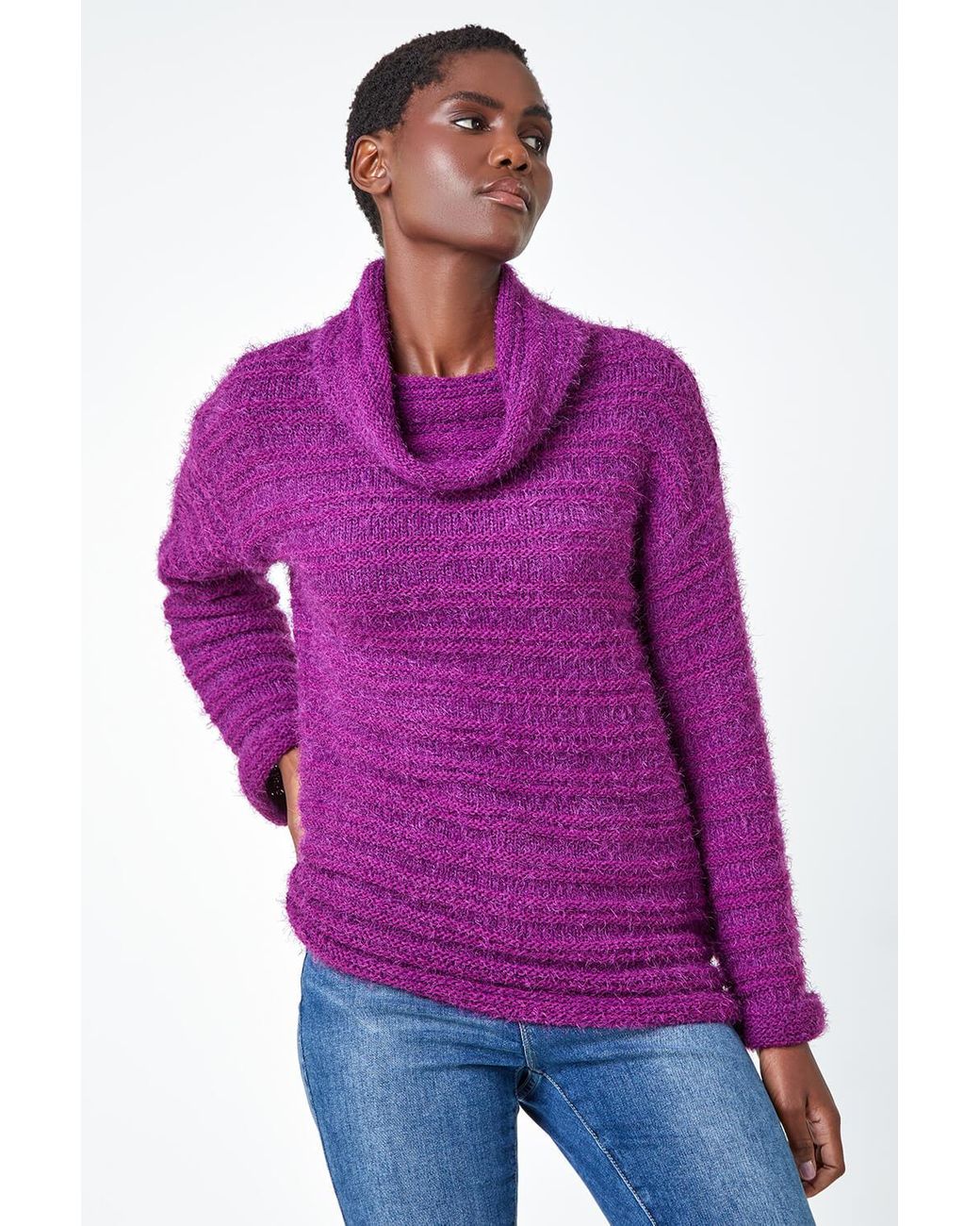 Purple fluffy jumper best sale