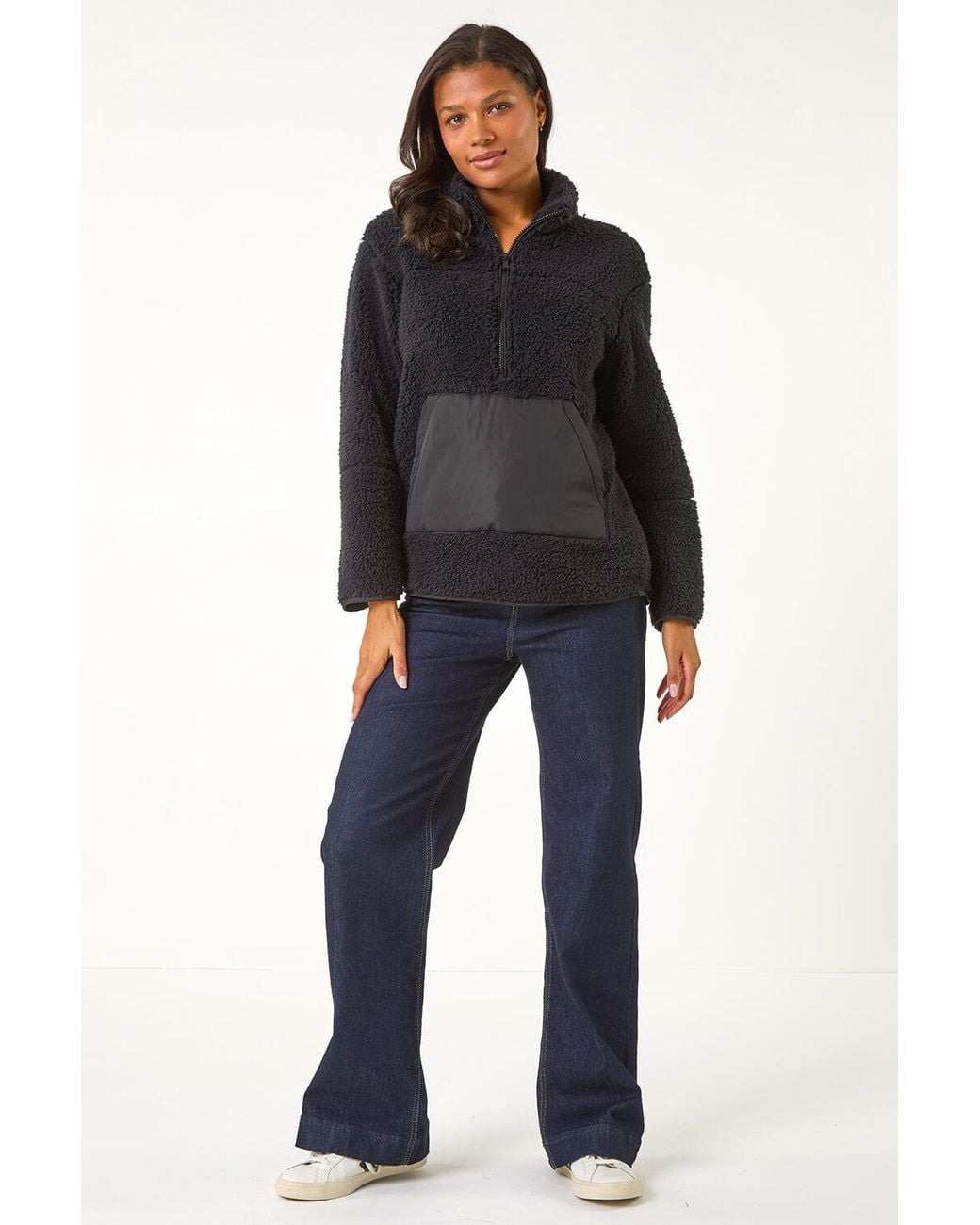 Roman Blue Funnel Neck Half Zip Fleece Jacket