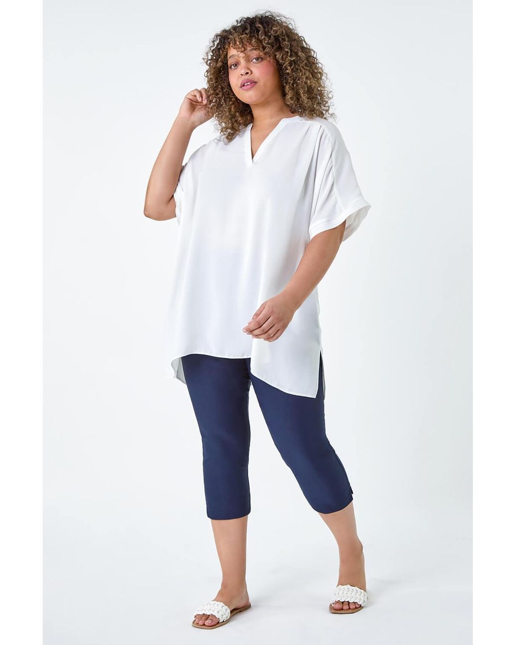 Roman Curve Blue Cropped Stretch Trouser