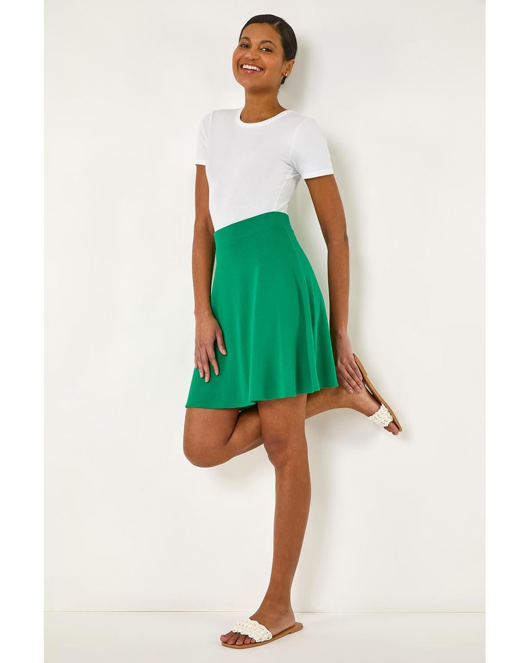 Roman Green Pull On Stretch Skater Skirt