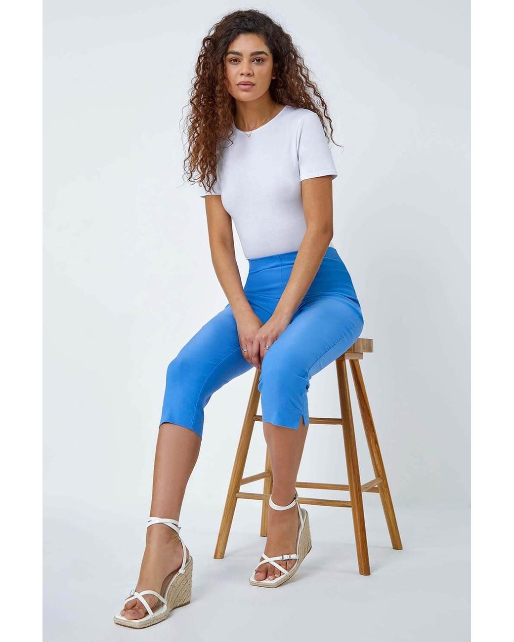 Roman Blue Cropped Stretch Trouser