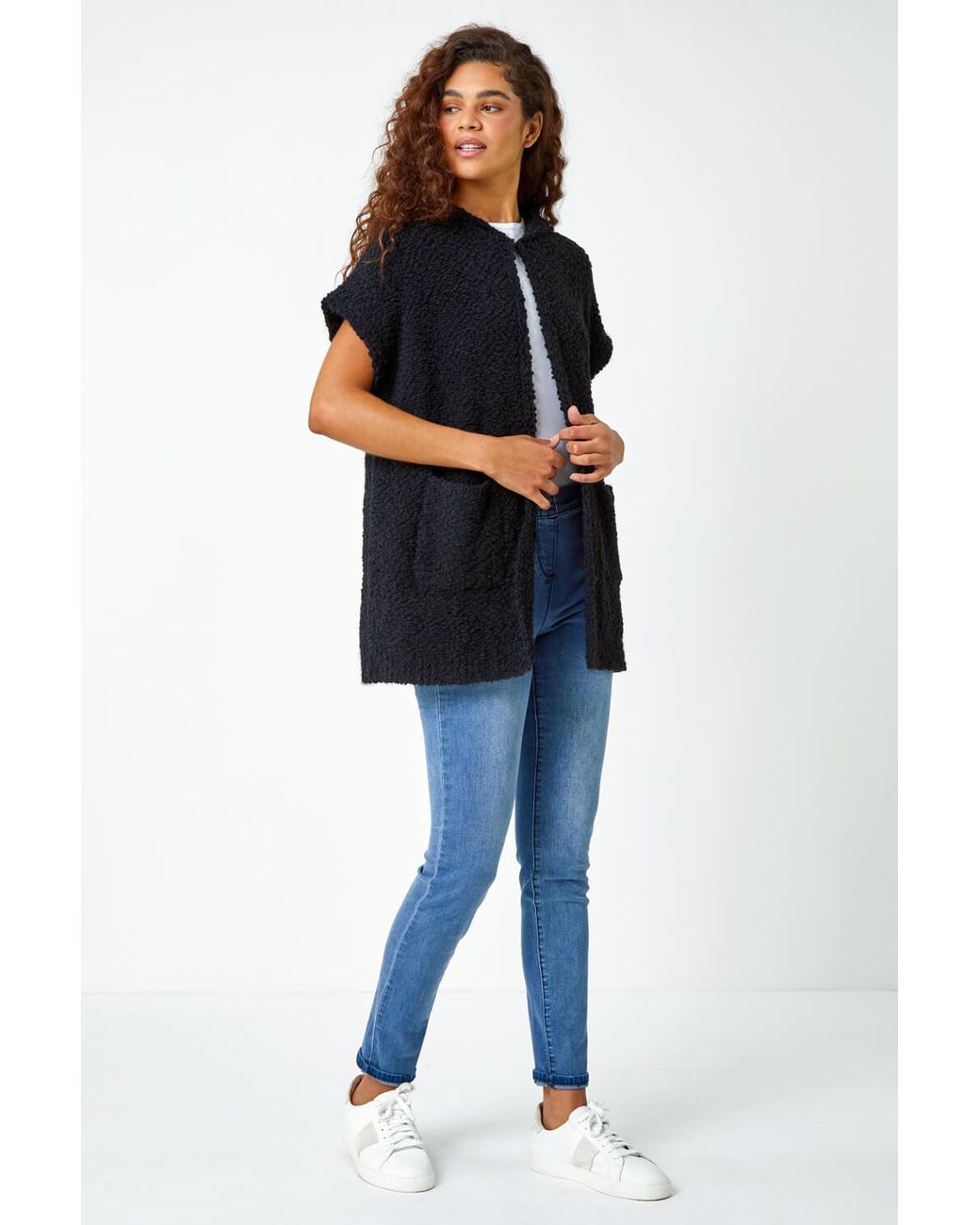 Roman Blue Hooded Teddy Longline Cardigan