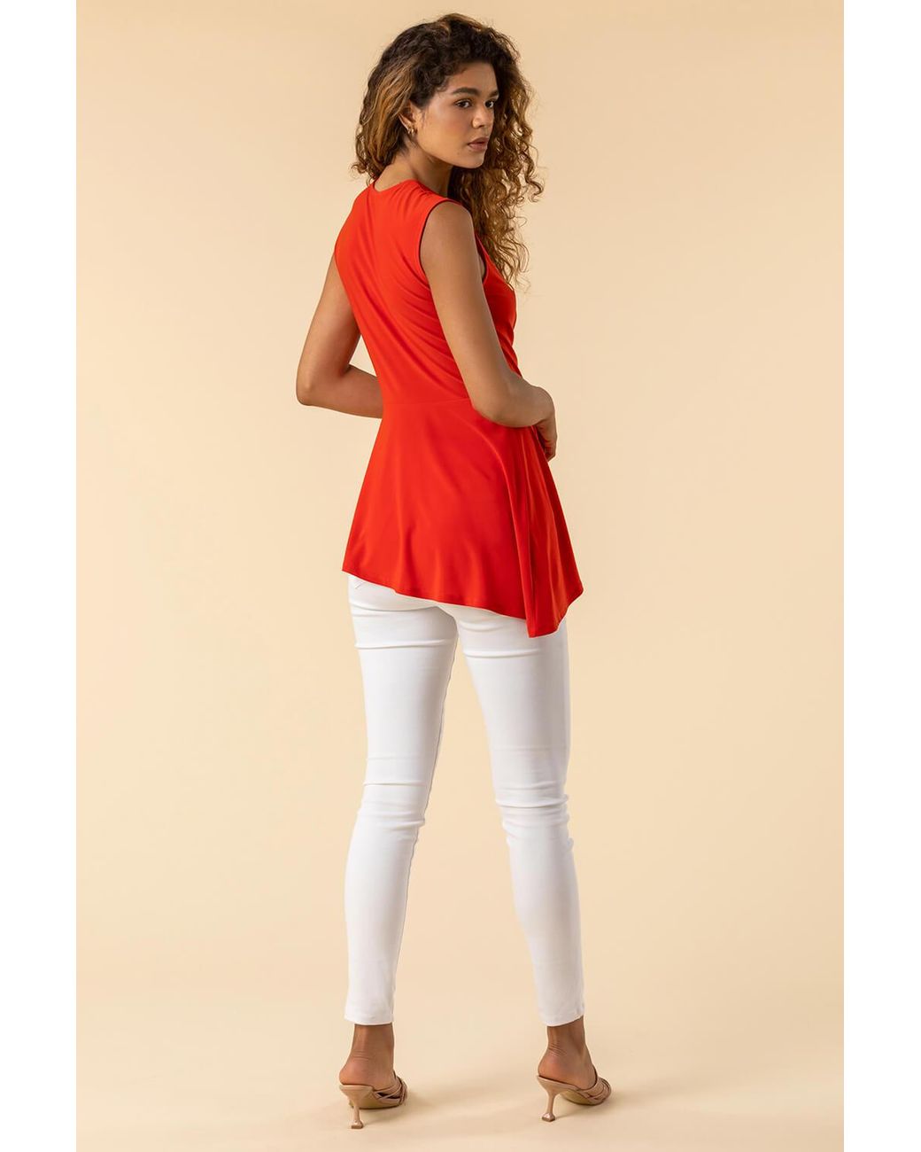 Roman Orange Asymmetric Wrap Over Top