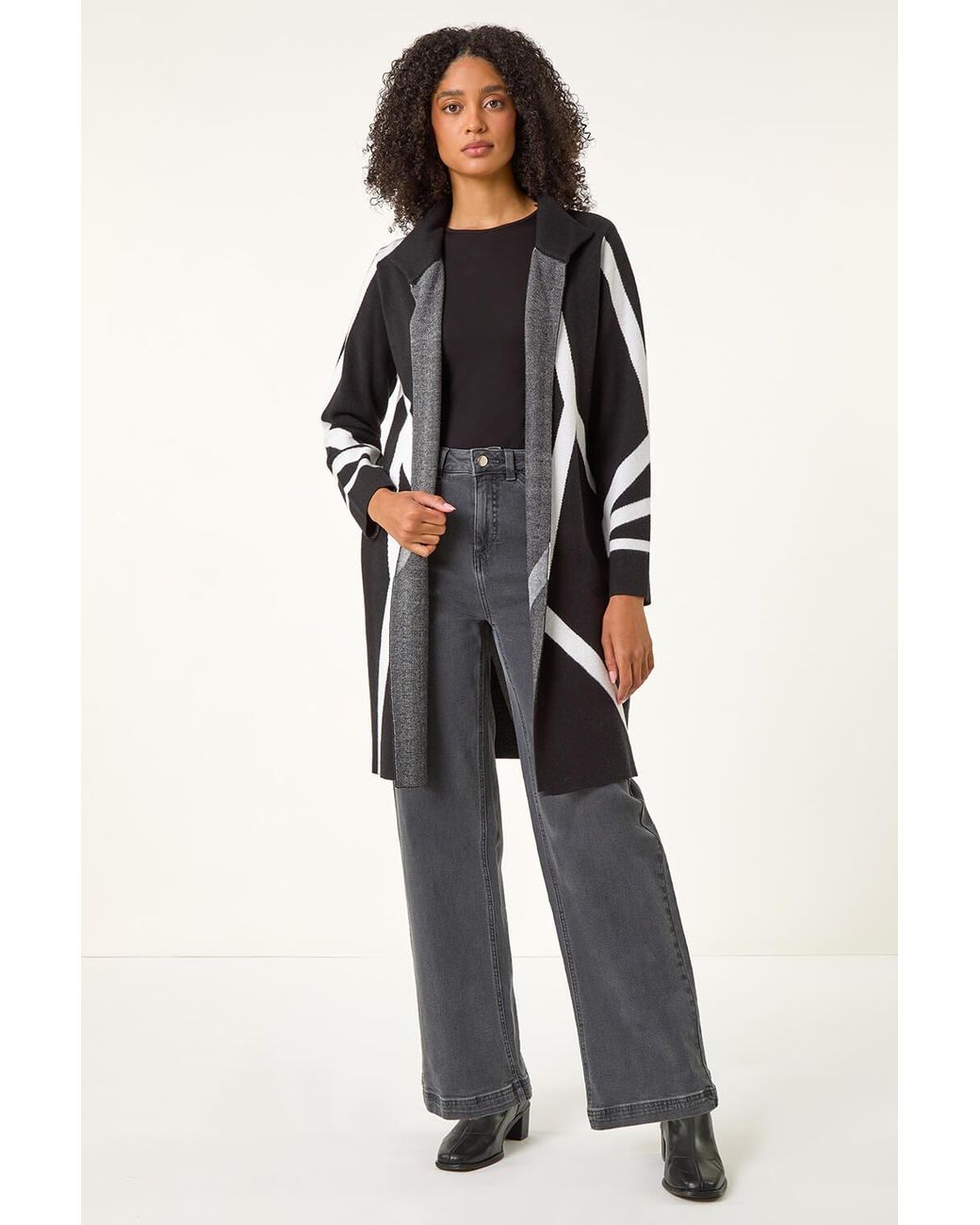 Roman Black Abstract Patterned Cardigan