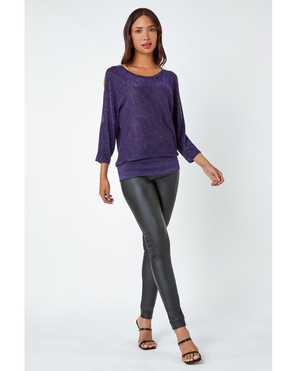 Roman Purple Glitter Split Sleeve Blouson Jumper