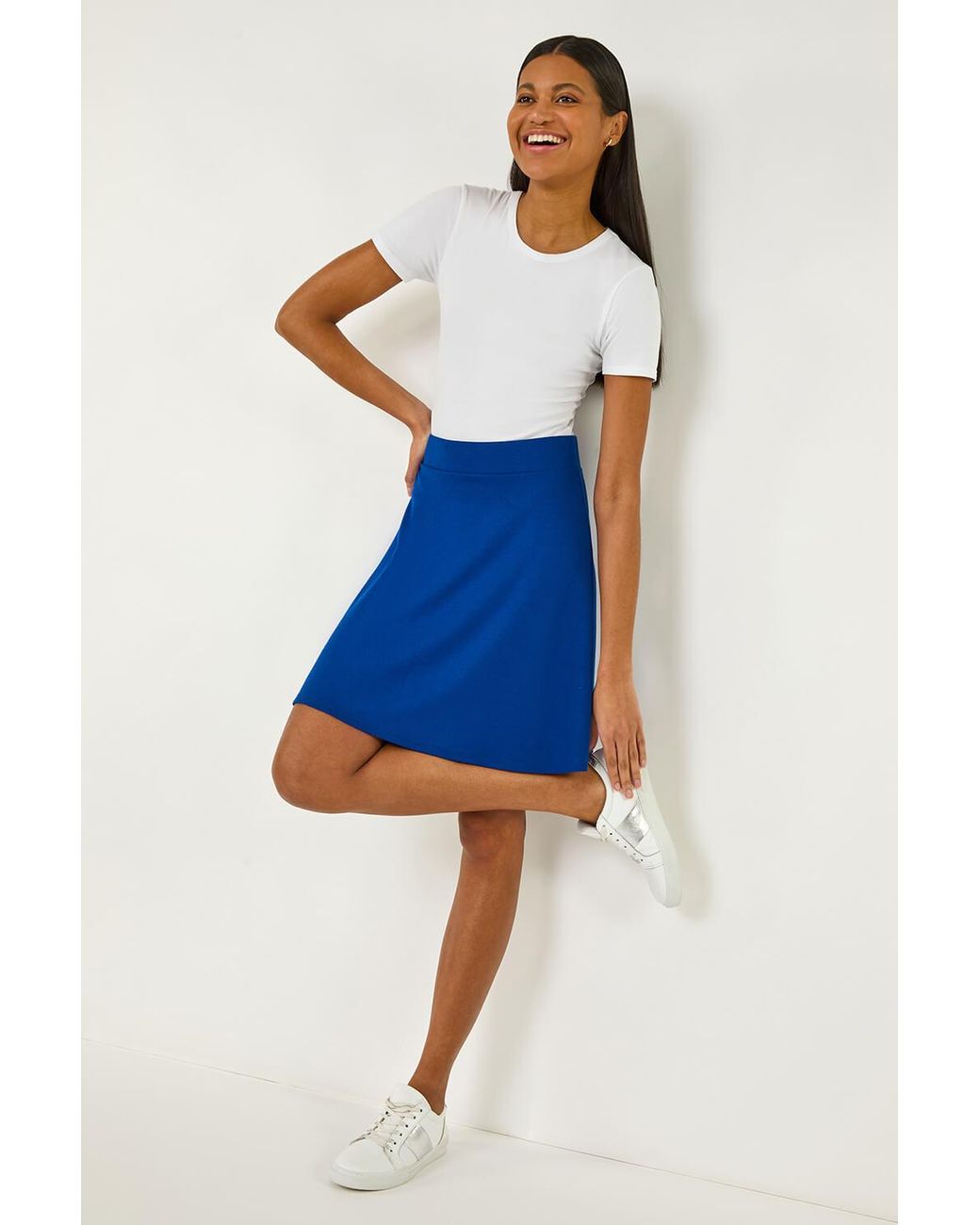 Roman Blue Pull On Stretch Skater Skirt